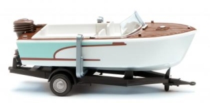 Wiking 009504 - H0 - Motorboot auf Anhänger